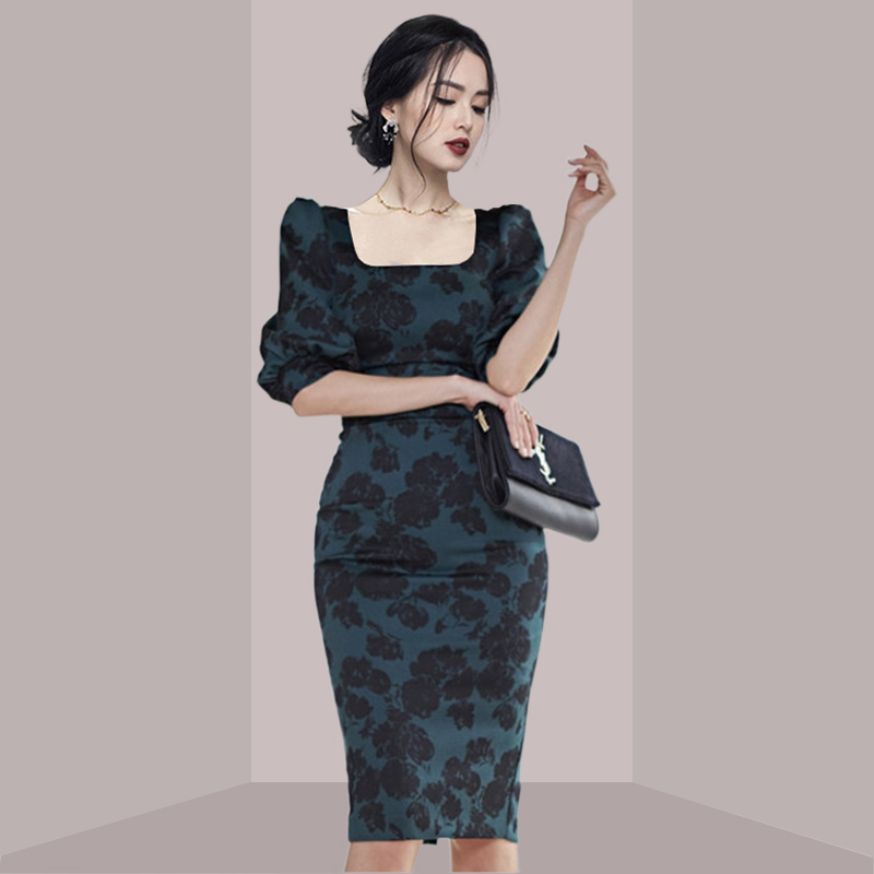 Midi Skirt Floral - Elegant Ladylike Floral Print Slim Fit