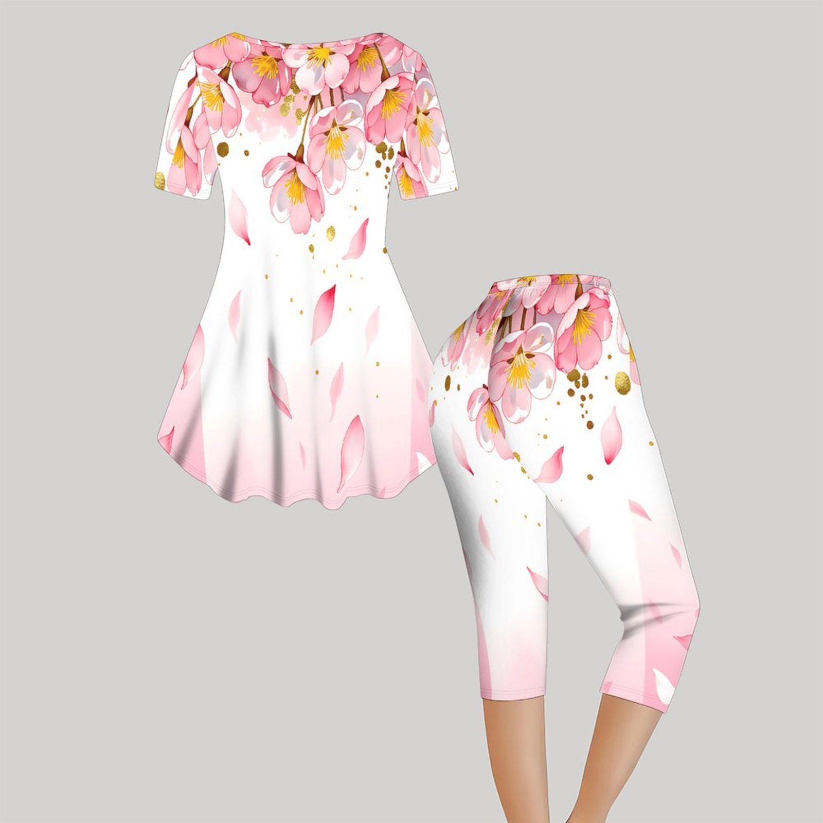 2pcs Vintage Print Two Piece S - огляд і ціна Romper Floral Print
