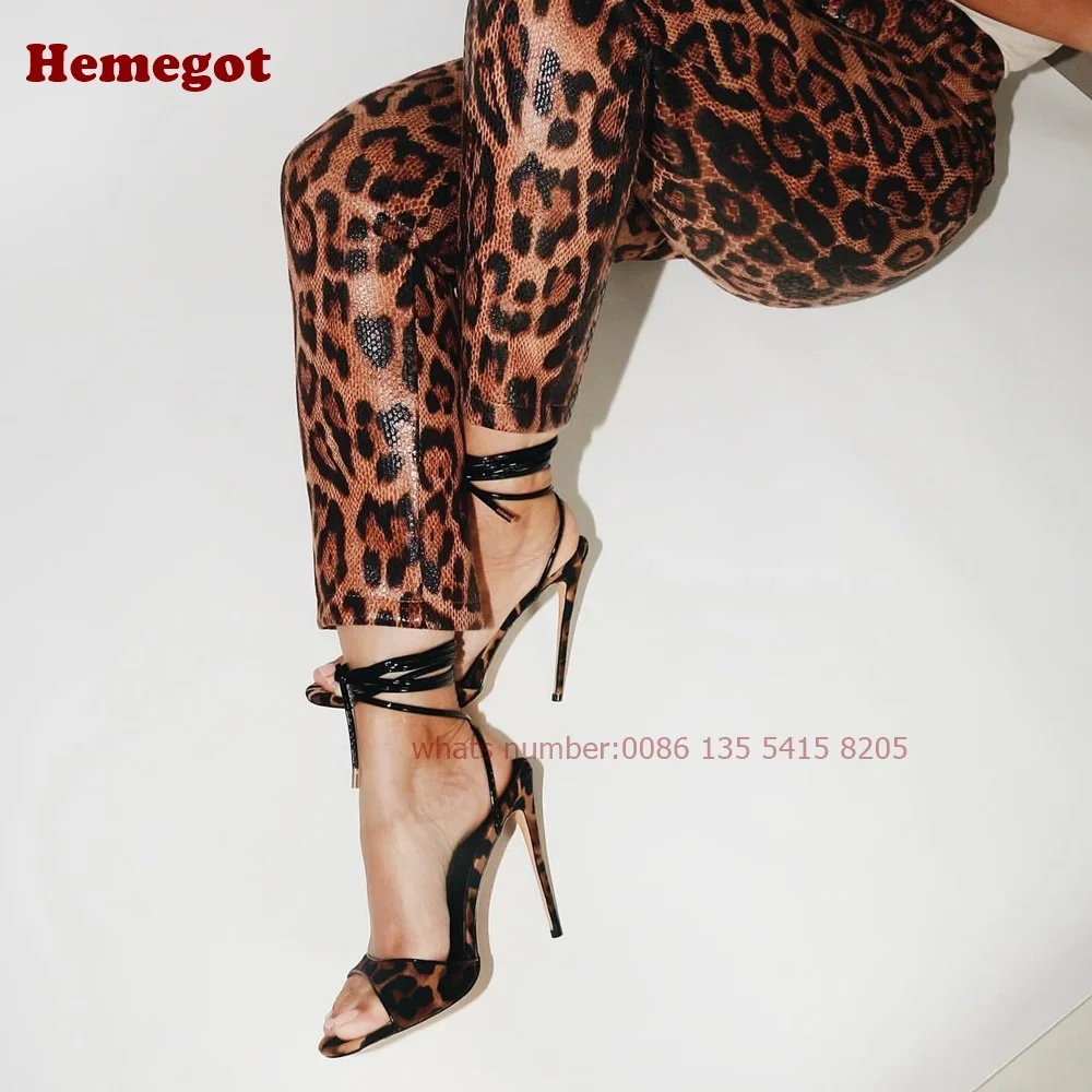 Leopard Lace Up Stiletto Sanda - огляд і ціна Sandal Strappy Heeled