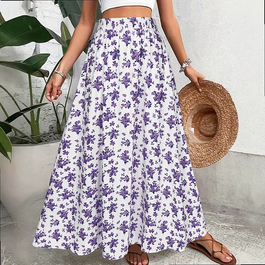 Women's Floral Print Bohemian  - огляд і ціна Midi Skirt Floral