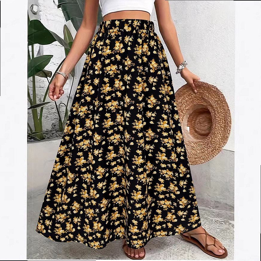 Women's Floral Print Bohemian  - огляд і ціна Midi Skirt Floral