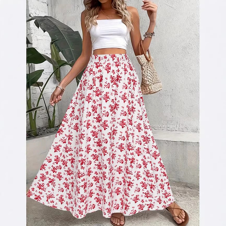 Women's Floral Print Bohemian  - огляд і ціна Midi Skirt Floral