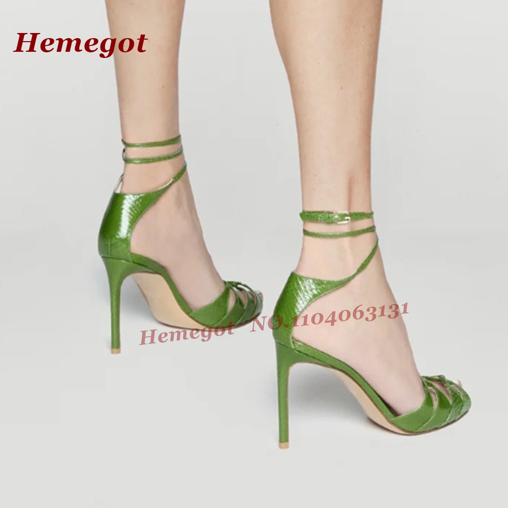 Green Croc-Pattern Strappy San - огляд і ціна Sandal Strappy Heeled